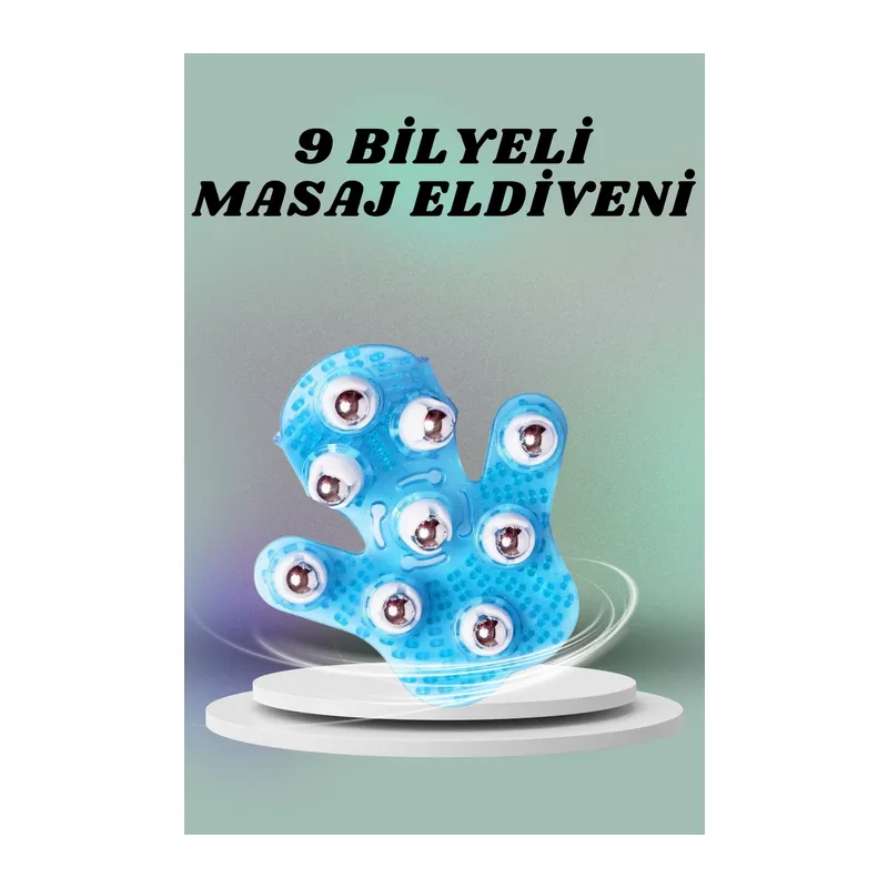 9 Bilyeli El Şeklinde Omuz Bacak Masaj Aleti Masaj Eldiveni Giyilebilir Plastik Vücut Sıkılaştırıcı