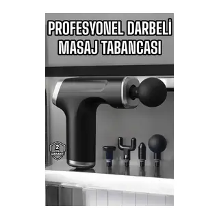 Masaj Tabancası 4 Başlıklı Kas ve Vücut Ağrıları İçin Şarjlı Darbeli