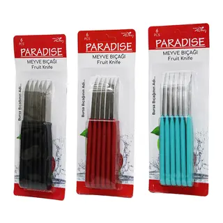 6 Parça Meyve Bıçak Renkli Plastik Saplı