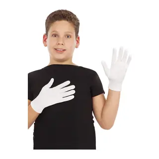 Beyaz Renk Çocuk Boy Likralı Pandomim Eldiveni