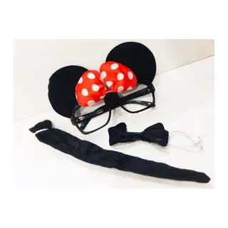 Minnie Mouse Gözlüğü Papyonu Kuyruğu Seti