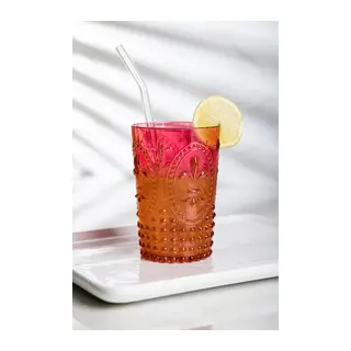 Akrilik Kırmızı Tekli Kısa Bardak & Su Meşrubat Kahve Yanı Bardağı 400 ml (Cam Değildir)