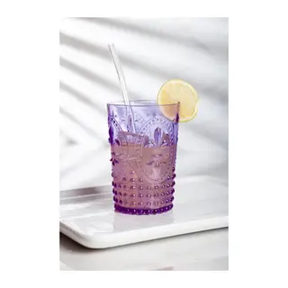 Akrilik Mor Kısa Bardak & Su Meşrubat Kahve Yanı Bardağı 400 ml (Cam Değildir)