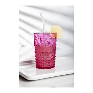 Akrilik Pembe Tekli Kısa Bardak & Su Meşrubat Kahve Yanı Bardağı 400 ml (Cam Değildir)