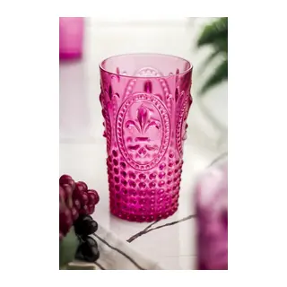 Akrilik Pembe Tekli Uzun Bardak & Su Meşrubat Bardağı 750 ml (Büyük Boy & Cam Değildir)