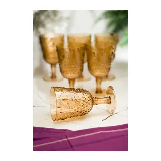 Akrilik Bal 6'lı Kadeh & Su Meşrubat Kahve Yanı Bardağı 450 ml (Cam Değildir)