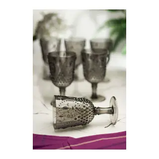 Akrilik Füme 6'lı Kadeh & Su Meşrubat Kahve Yanı Bardağı 450 ml (Cam Değildir)