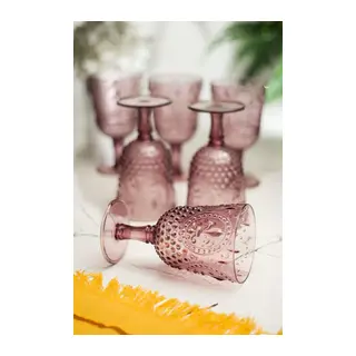Akrilik Mürdüm 6'lı Kadeh & Su Meşrubat Kahve Yanı Bardağı 450 ml (Cam Değildir)