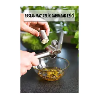 Hazneli Paslanmaz Metal Sarımsak ve Zencefil Ezici Doğrayıcı
