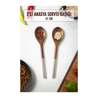 Akasya 2 Li Servis Kaşığı & Sunum Kaşığı & Salata Servis Seti