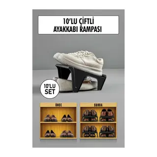 10 Lu Set Çiftli Ayakkabı Rampası & Ayakkabılık Düzenleyici & Organizer