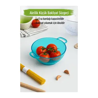 Akrilik Aquamarin Mini Pirinç Süzgeçi & Bakliyat Süzgeçi (3 SU BARDAĞI ÖLÇÜLÜ)