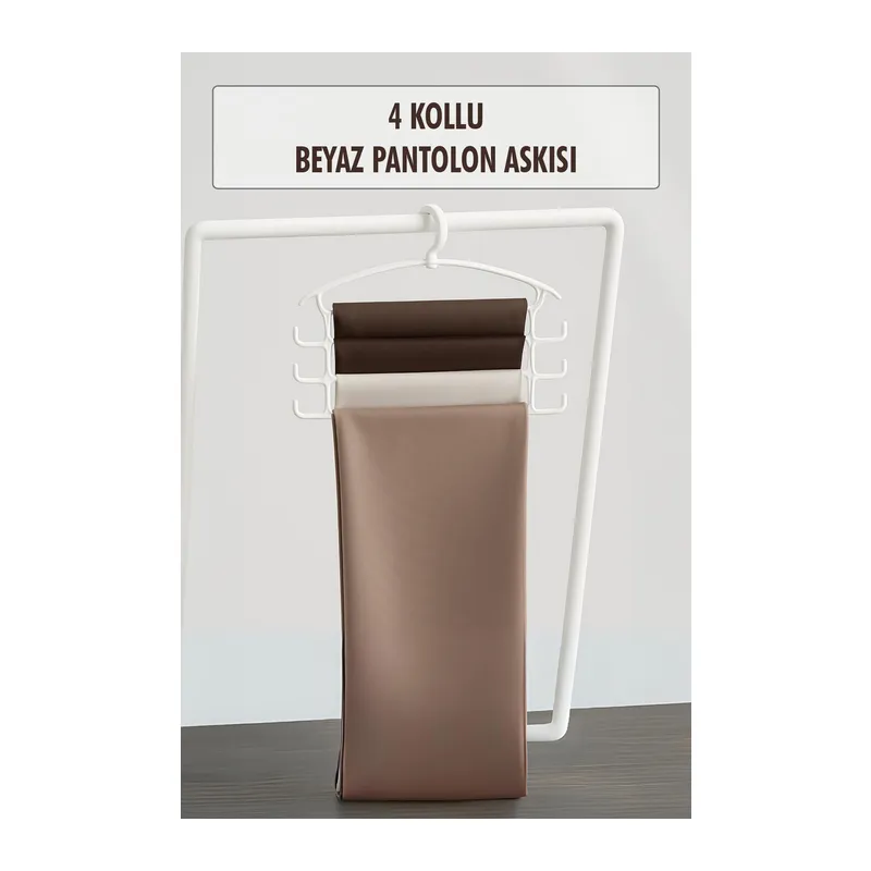 Beyaz Pantolon Askısı & Dolap Düzenleyici Askı