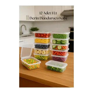 12’li Derin Dondurucu Saklama Kabı & Organizeri 1 lt 12,5x19,5x5,5 cm