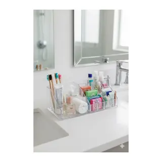 Şeffaf Akrilik Banyo Kozmetik Düzenleyici Organizer 13x22x8 cm