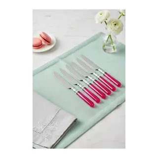 6’lı Paslanmaz Çelik Pembe Tatlı Bıçağı Seti