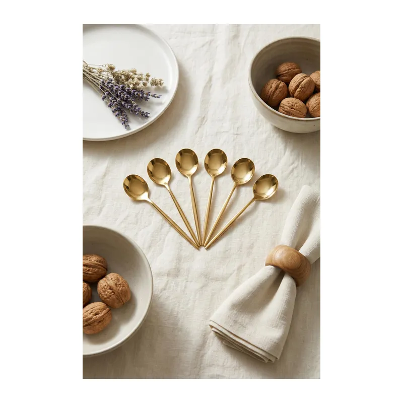 6'lı Lüks Gold Paslanmaz Çelik Çay Kaşığı Seti (13 cm)