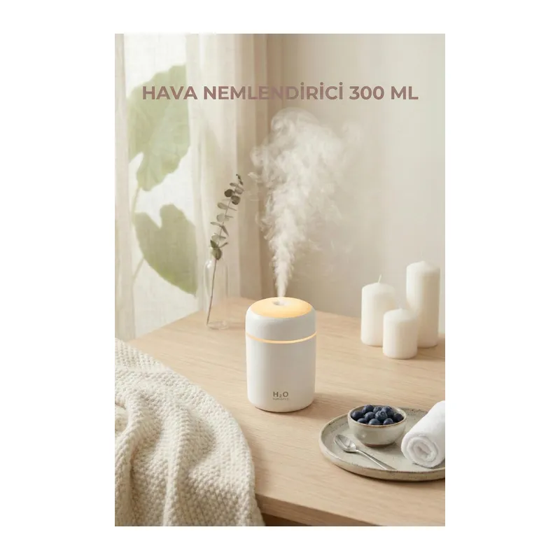 300 ml LED Işıklı Hava Nemlendirici & Pratik Oda Kokusu Difüzörü (7 cm x 11 cm)