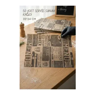 Vintage Tasarım Servis Sunum Kağıdı & Yağlı Kağıt Seti (35x24 cm)