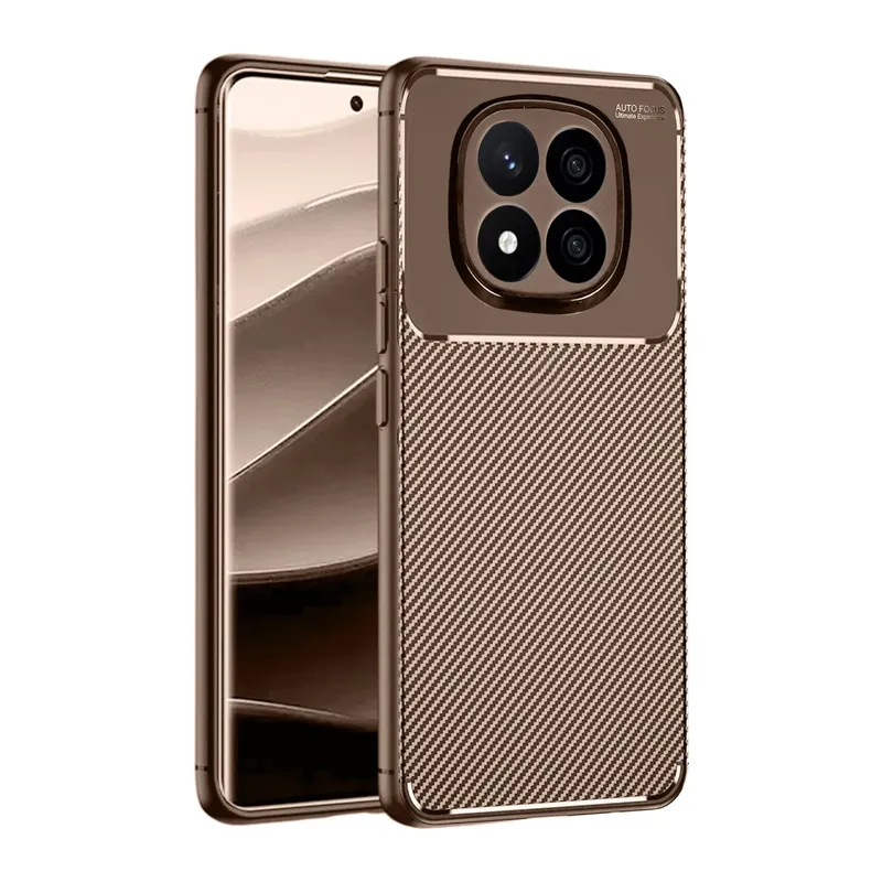 Xiaomi Redmi Note 14 Pro 5G Kılıf Auto Focus Karbon Kapak - Kahverengi