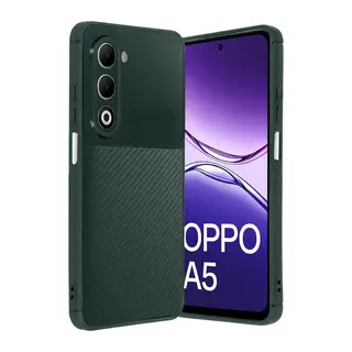 Oppo A5 4G Auto Focus Karbon Kapak - Koyu Yeşil
