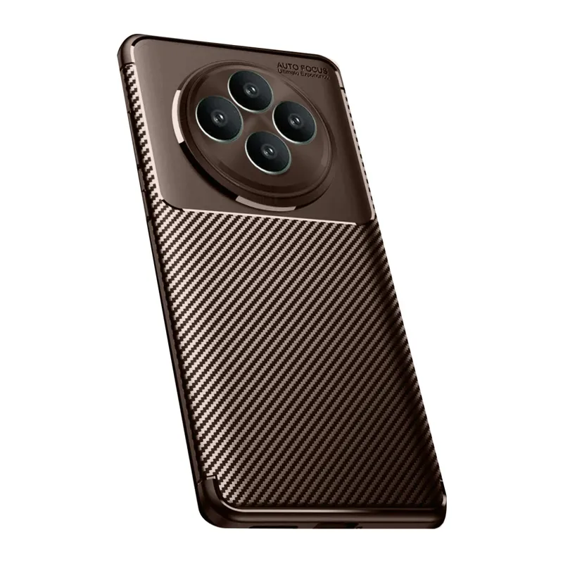 Oppo Reno 11 FS Kılıf Auto Focus Karbon Kapak - Kahverengi