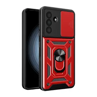 Samsung Galaxy A37 5G Pars Lens Yüzüklü Silikon - Kırmızı