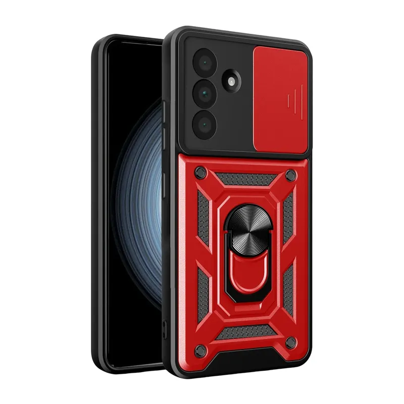 Samsung Galaxy A37 5G Pars Lens Yüzüklü Silikon - Kırmızı