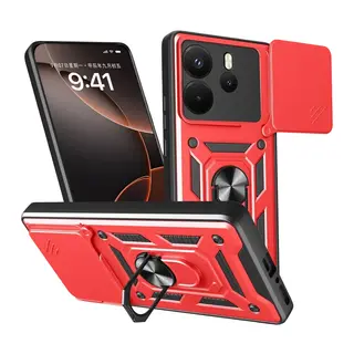 Xiaomi Redmi Note 14 4G Pars Lens Yüzüklü Silikon - Kırmızı
