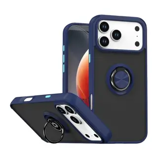 Apple iPhone 17 Pro Max Montreal Yüzüklü Silikon Kapak - Lacivert