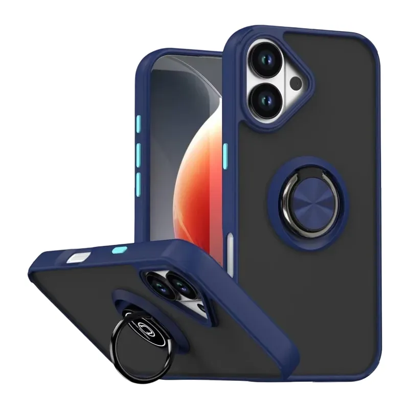 Apple iPhone 17 Montreal Yüzüklü Silikon Kapak - Lacivert