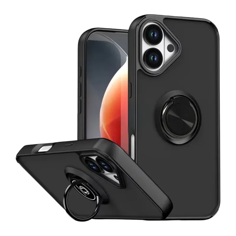 Apple iPhone 17 Montreal Yüzüklü Silikon Kapak - Siyah