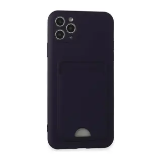 Apple iPhone 11 Pro Max Kılıf Kelvin Kartvizitli Silikon - Derin Mor