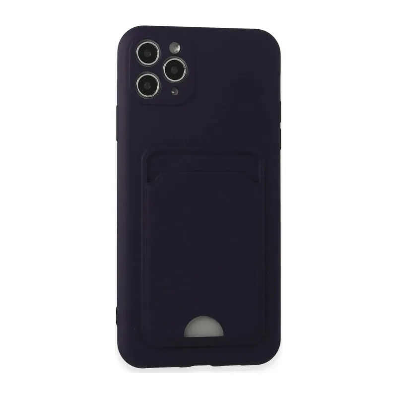 Apple iPhone 11 Pro Max Kılıf Kelvin Kartvizitli Silikon - Derin Mor