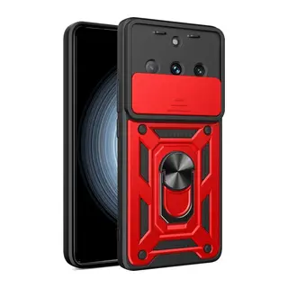 Realme 11 Pro Kılıf Pars Lens Yüzüklü Silikon - Kırmızı