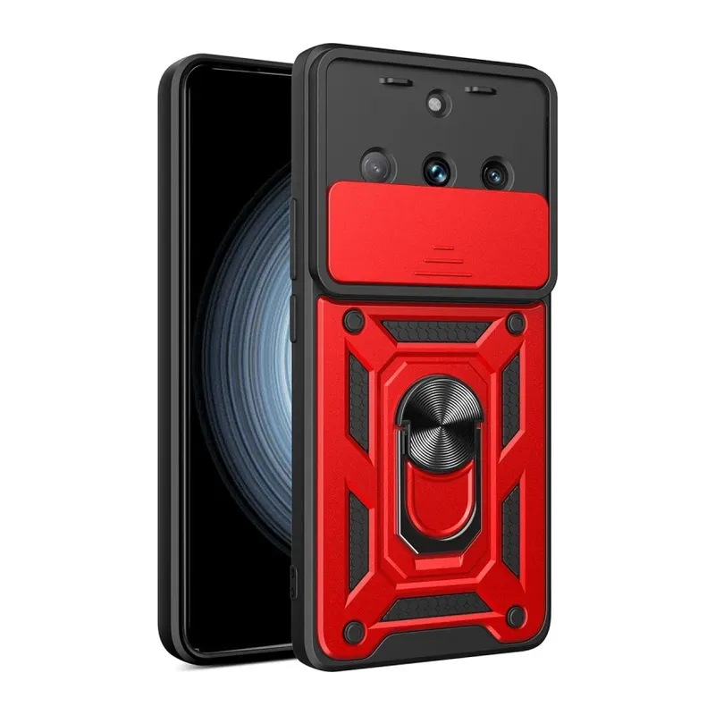 Realme 11 Pro Kılıf Pars Lens Yüzüklü Silikon - Kırmızı