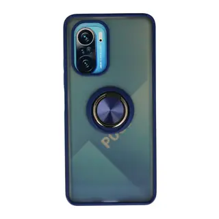 Xiaomi Redmi K40 Kılıf Montreal Yüzüklü Silikon Kapak - Lacivert