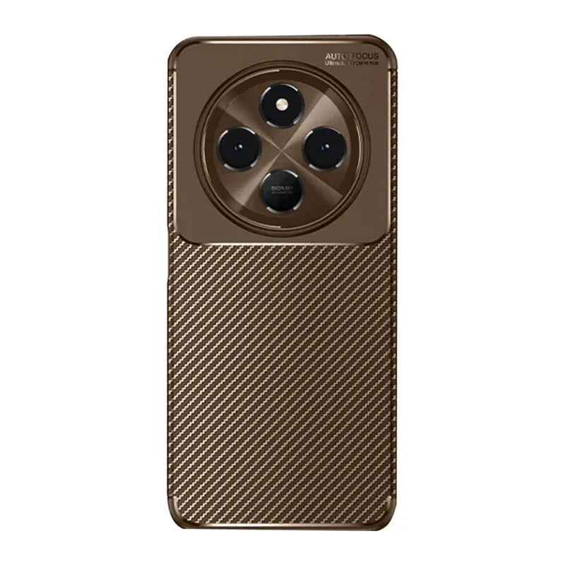 Xiaomi Redmi 14C Kılıf Auto Focus Karbon Kapak - Kahverengi