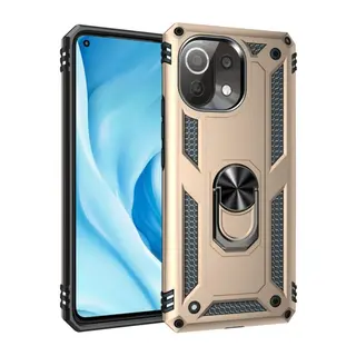 Xiaomi Mİ 11 Lite Kılıf Sofya Yüzüklü Silikon Kapak - Gold
