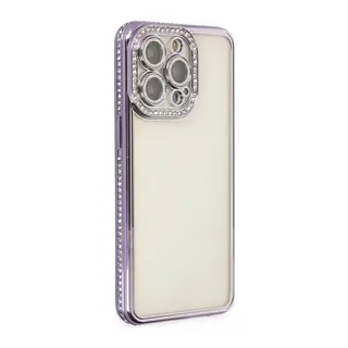 Apple iPhone 14 Pro Kılıf Joke Taşlı Silikon - Mor