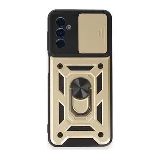 Samsung Galaxy M14 5G Kılıf Pars Lens Yüzüklü Silikon - Gold