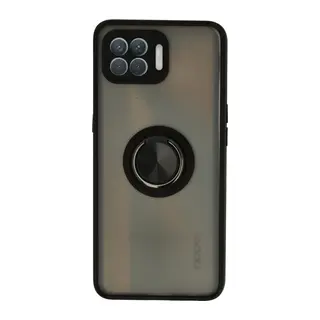 Oppo Reno 4 Lite Kılıf Montreal Yüzüklü Silikon Kapak - Siyah