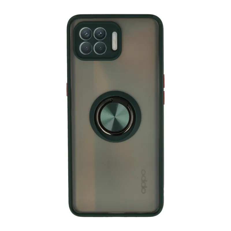 Oppo Reno 4 Lite Kılıf Montreal Yüzüklü Silikon Kapak - Yeşil