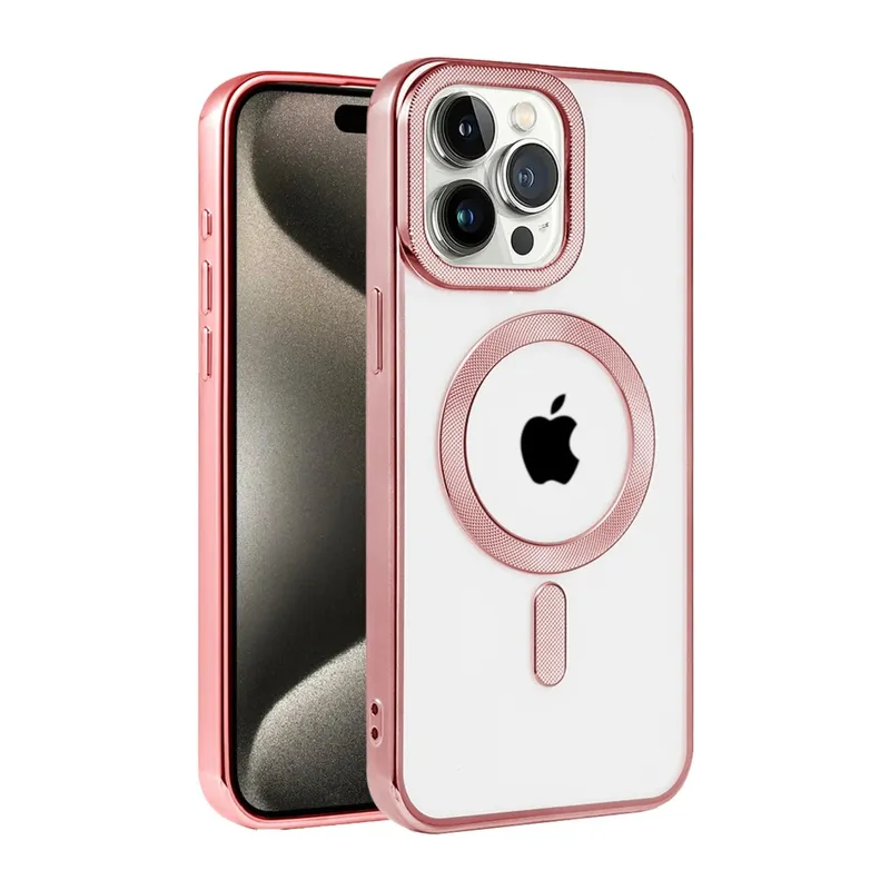 Apple iPhone 14 Pro Kılıf Kronos Magsafe Kapak - Rose Gold