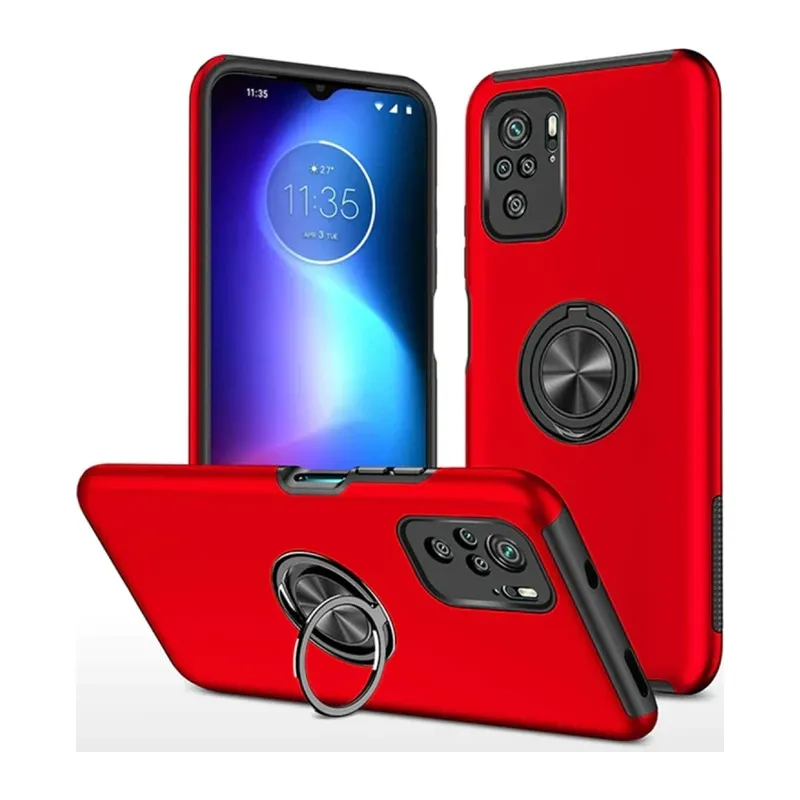 Xiaomi Poco F3 Kılıf Elit Yüzüklü Kapak - Kırmızı