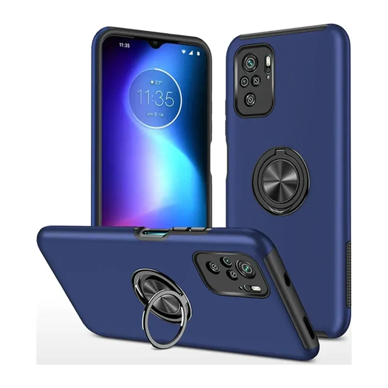 Xiaomi Poco F3 Kılıf Elit Yüzüklü Kapak - Lacivert