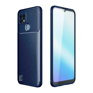 Realme C21 Kılıf Auto Focus Karbon Kapak - Lacivert