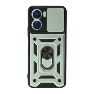 Vivo Y16 Kılıf Pars Lens Yüzüklü Silikon - Yeşil
