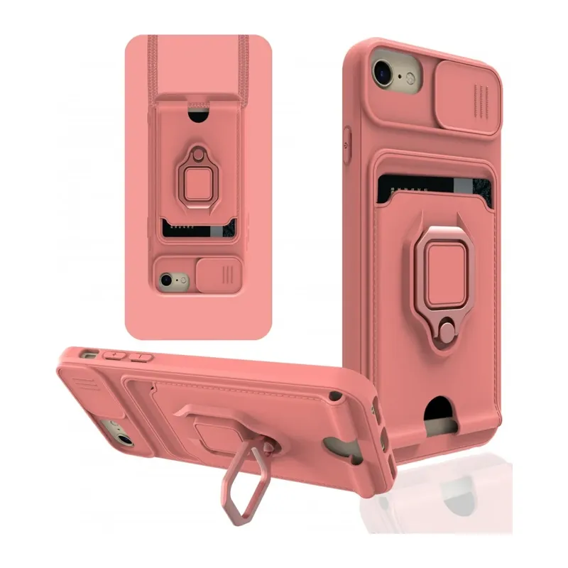Apple iPhone 7 Kılıf Zuma Kartvizitli Yüzüklü Silikon - Pembe