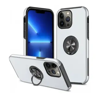 Apple iPhone 13 Pro Kılıf Elit Yüzüklü Kapak - Gümüş